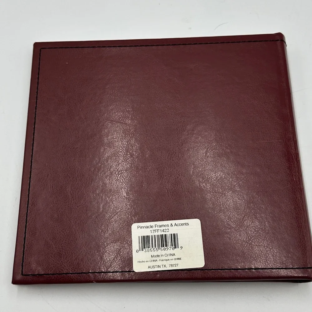 Pinnacle Frames & Accents Photo Album Burgundy Faux Leather Holds 4X6 Pictures